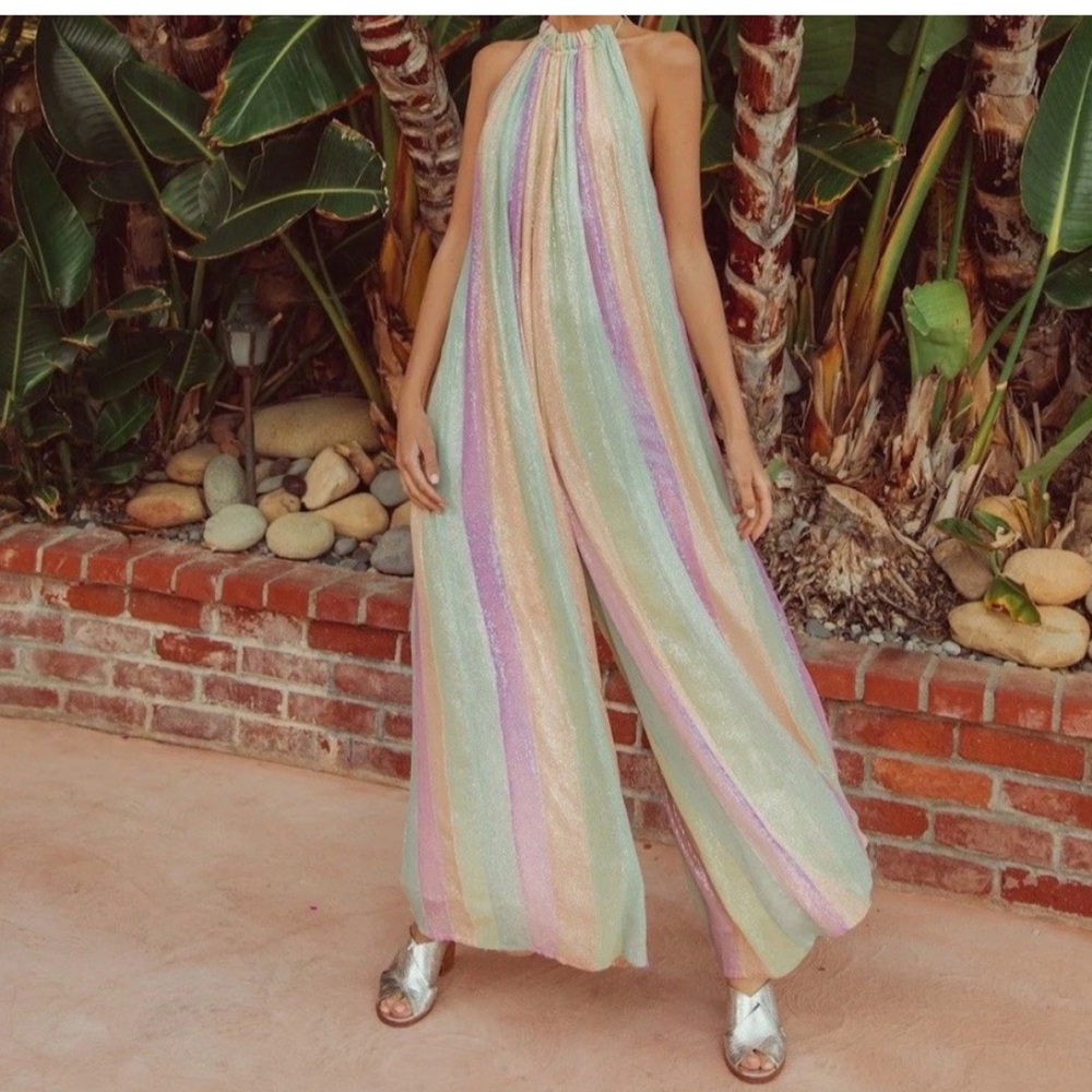 SUNDRESS Sophie Jumpsuit Pantsuit Anthropology pastel glitter M/L